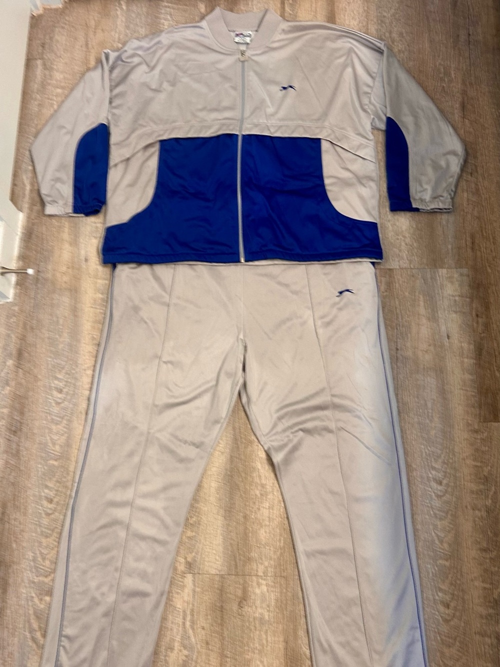 VTG Slazenger Mens Two-Tone Track Pants - Light Gray & Royal Blue